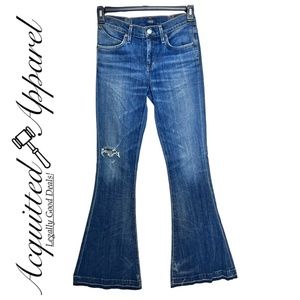 A GOLD E Agolde Madison Jeans Raw Hem 70s Flare Leg